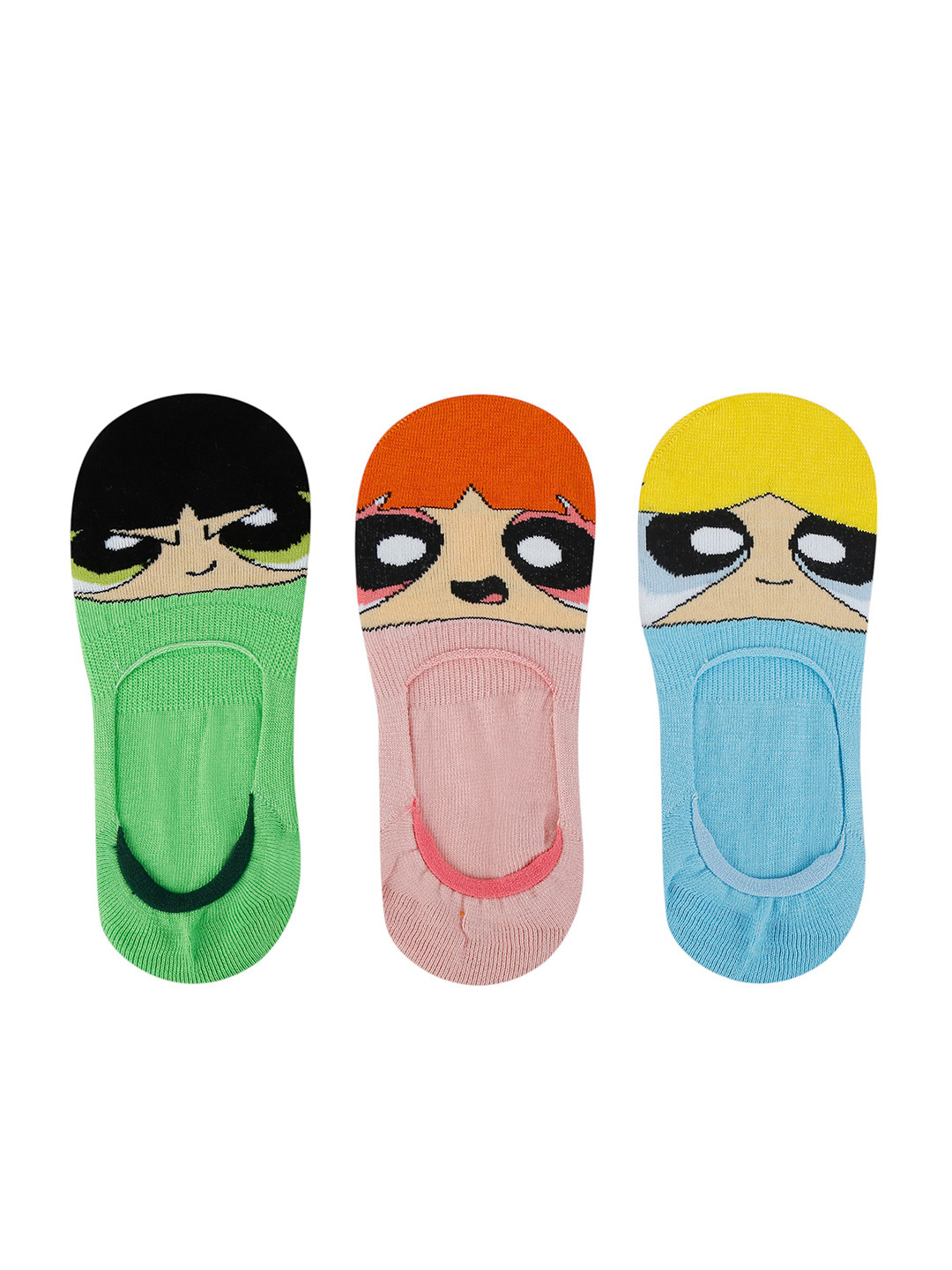 Cartoon Network x Powerpuff Girls Women Pack of 3 Character Pattern Loafer Socks
