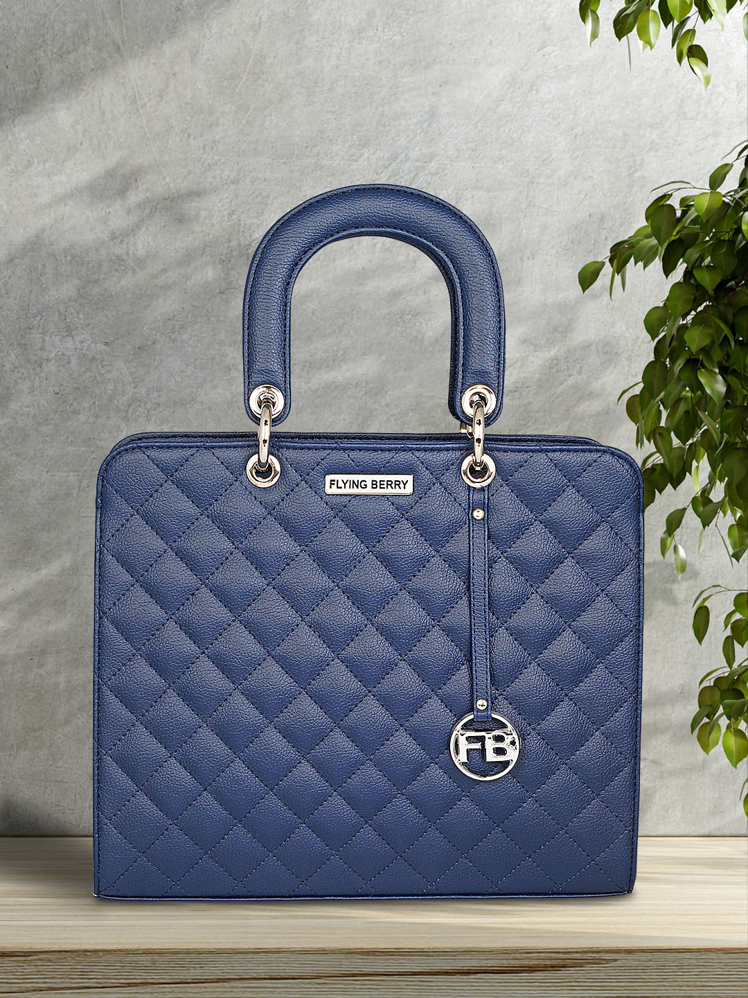 FLYING BERRY Blue Checked Handheld Bag