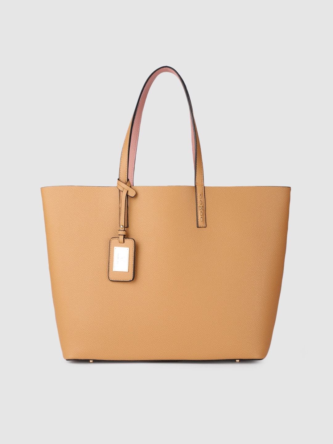 Allen Solly Tan Brown Solid Tote Bag with Pouch