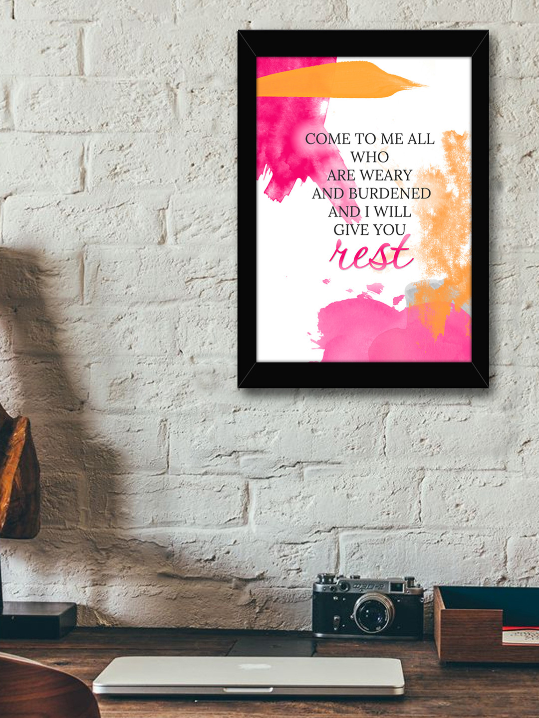 TIED RIBBONS Black & White Printed Inspirational Quotes Framed Wall Art