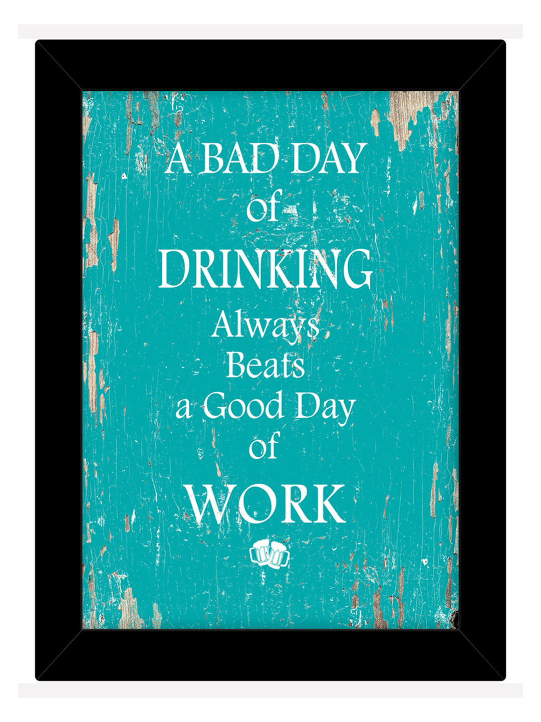 TIED RIBBONS Black & Turquoise Blue Inspirational Printed Wall Art