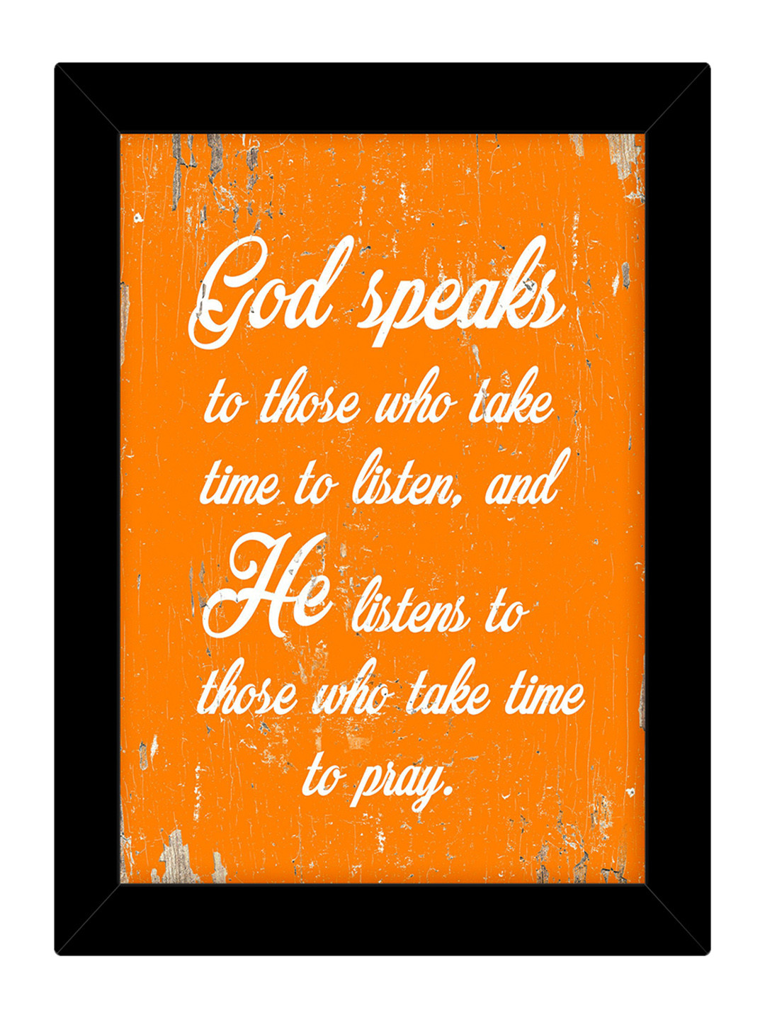 TIED RIBBONS Black & Orange Printed Inspirational Quotes Framed Wall Art