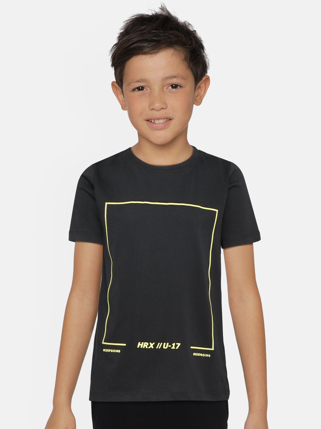 Hrx By Hrithik Roshan Boys Black Printed Bio Wash Lifestyle Tshirts