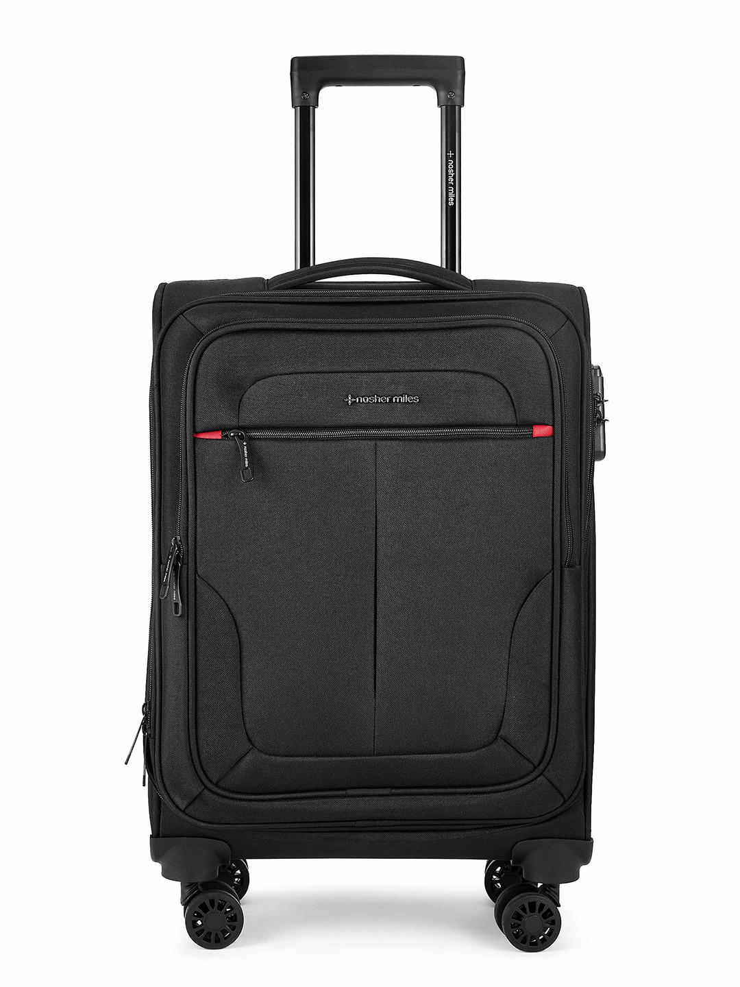 Nasher Miles Wall Street Soft-Sided Polyester Small Cabin Luggage Black Laptop Roller Case