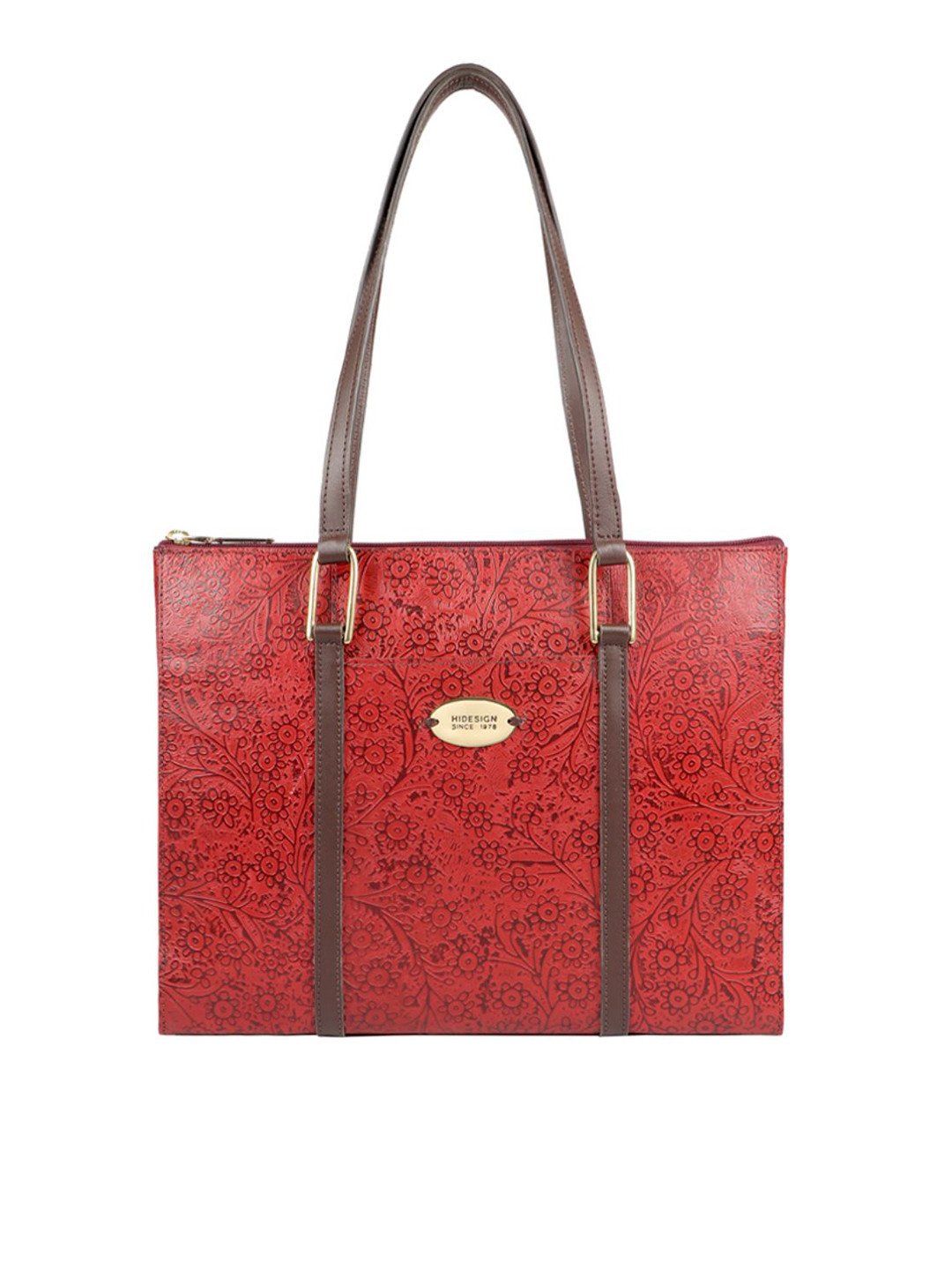 Hidesign Red Textured Leather Shoulder Bag