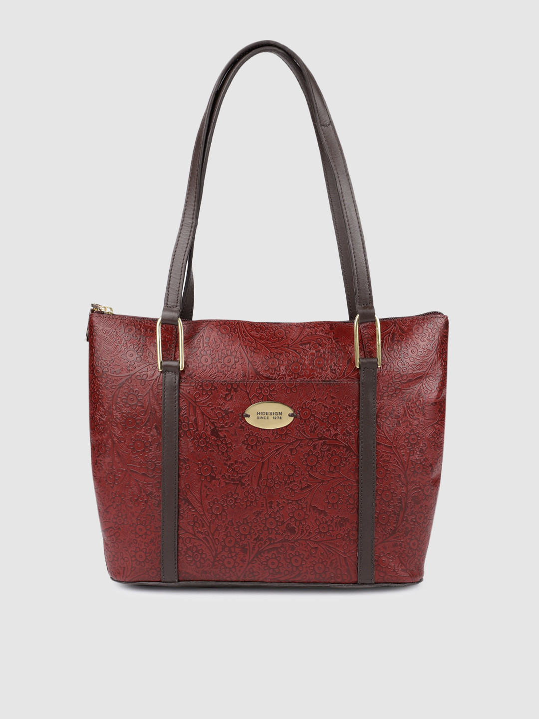 Hidesign Maroon Textured Leather Shoulder Bag