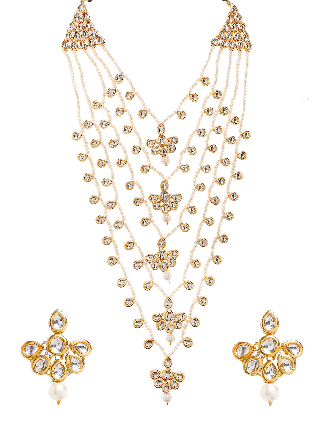 Bamboo Tree Jewels Gold-Toned Handcrafted Kundan-Studded Jewellery Set