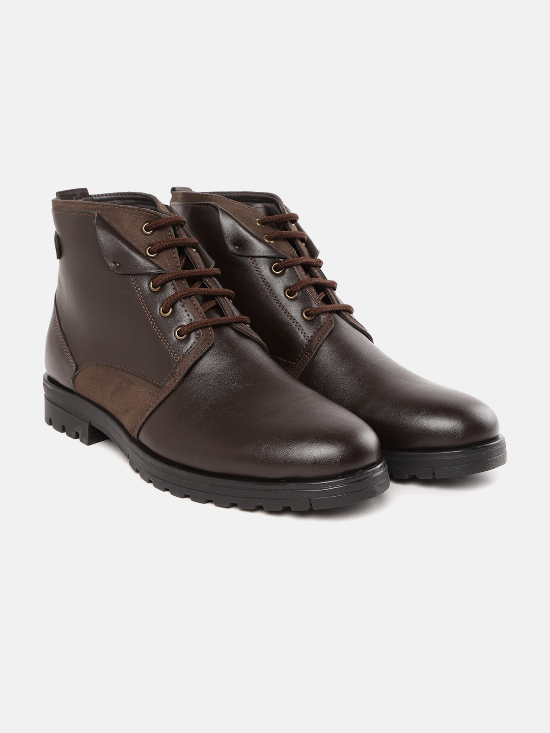 Roadster Men Coffee Brown Solid Mid-Top Flat Boots