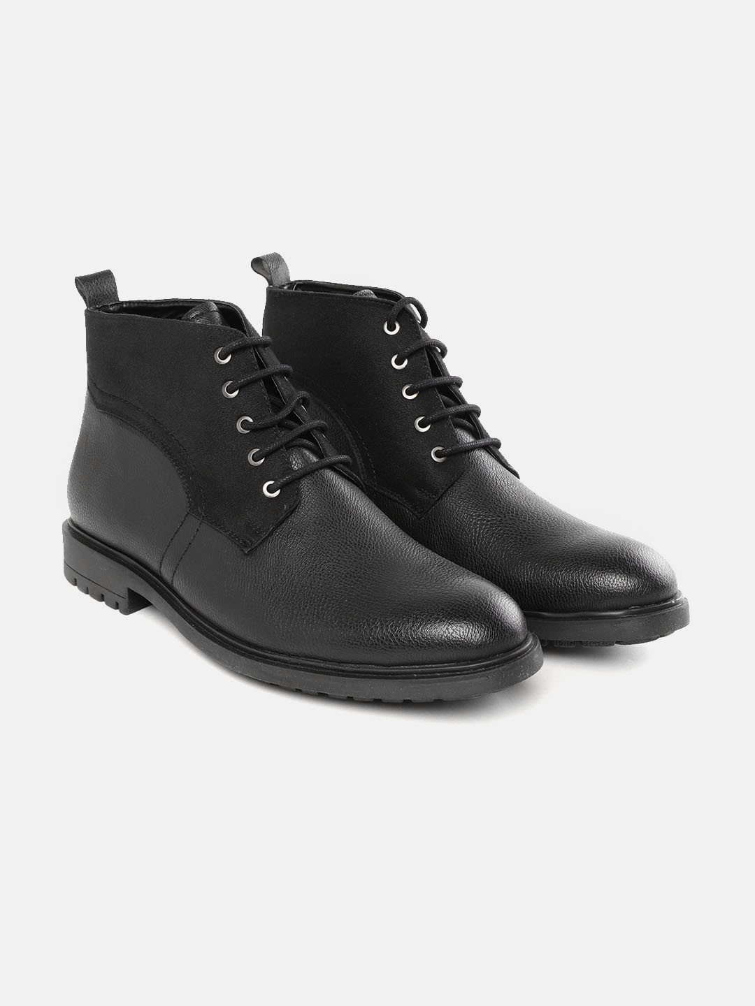 Roadster Men Black Solid Mid-Top Flat Boots