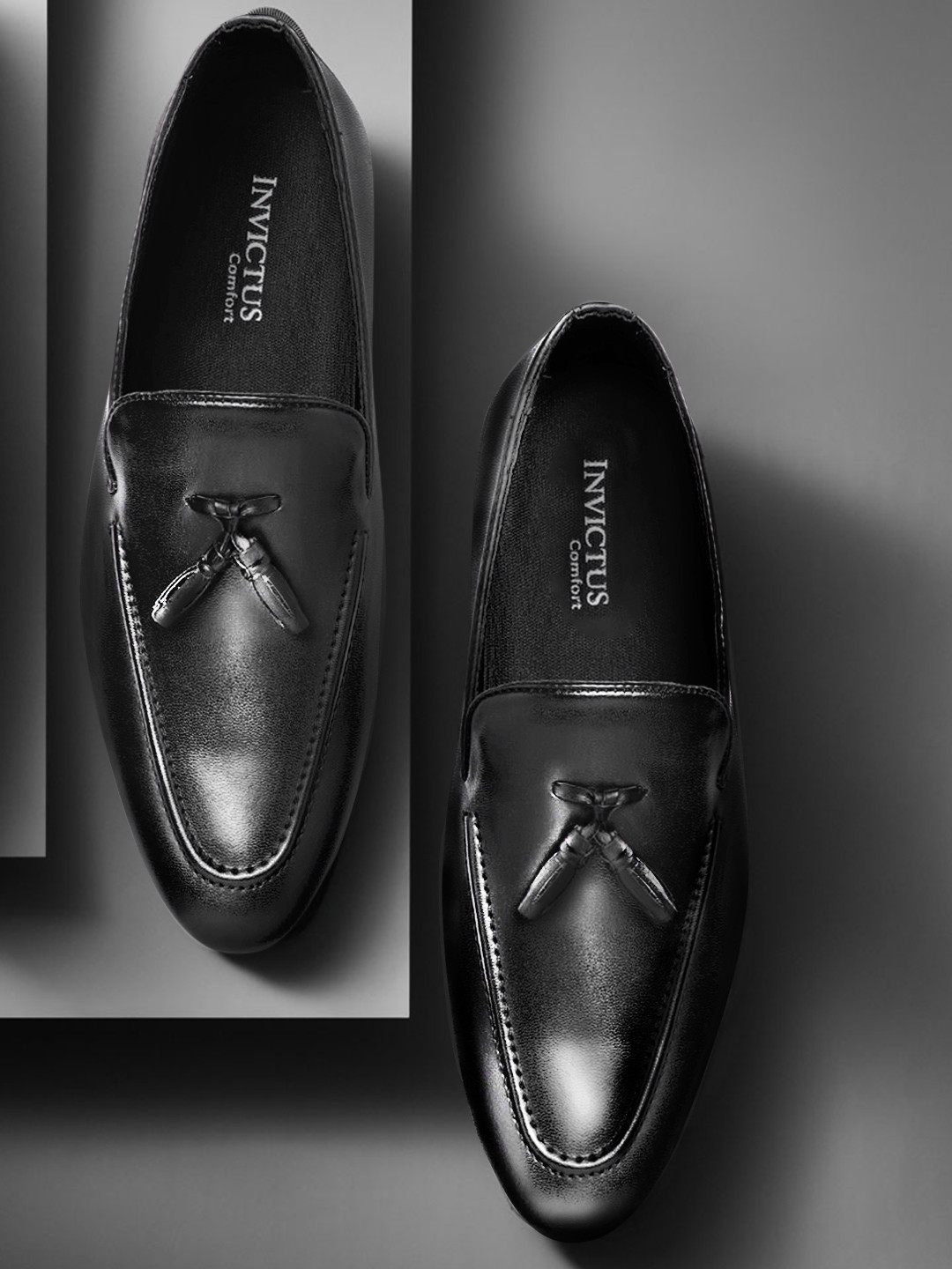 Price History of INVICTUS Men Black Tasselled Semiformal Slip-Ons