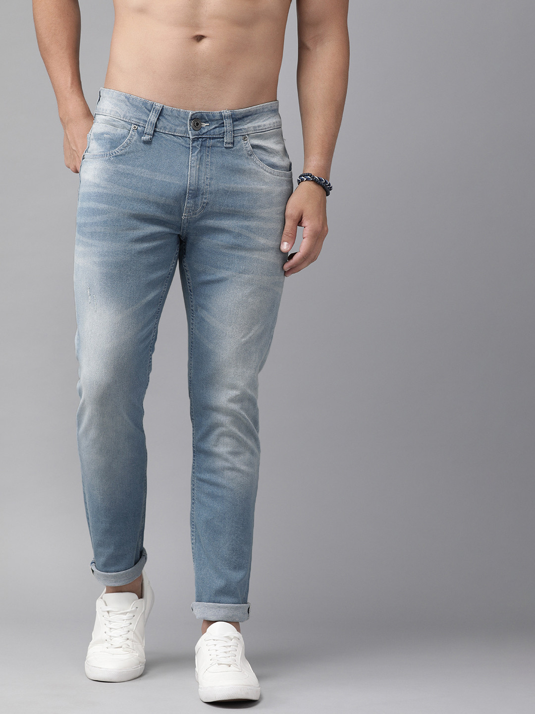 Roadster GreenTurn Men Blue Skinny Fit Mid-Rise Clean Look Save Water Stretchable Sustainable Jeans