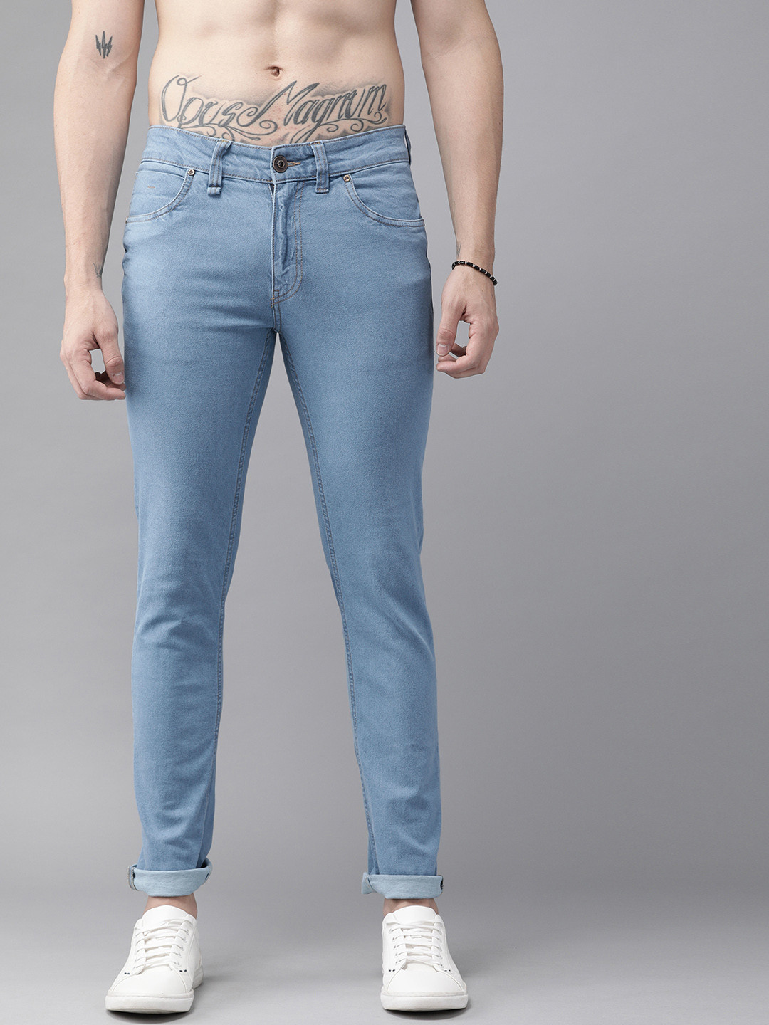 Roadster Green Turn Men Blue Skinny Fit Mid-Rise Clean Look Waterless Stretchable Jeans