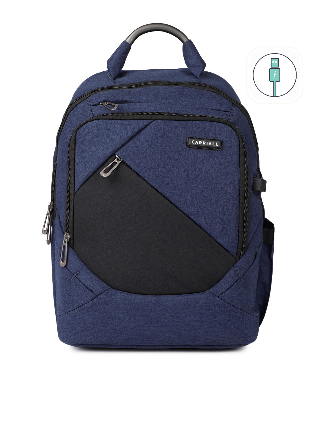CARRIALL Unisex Blue & Black Colourblocked Smart Laptop Backpack with Charging port