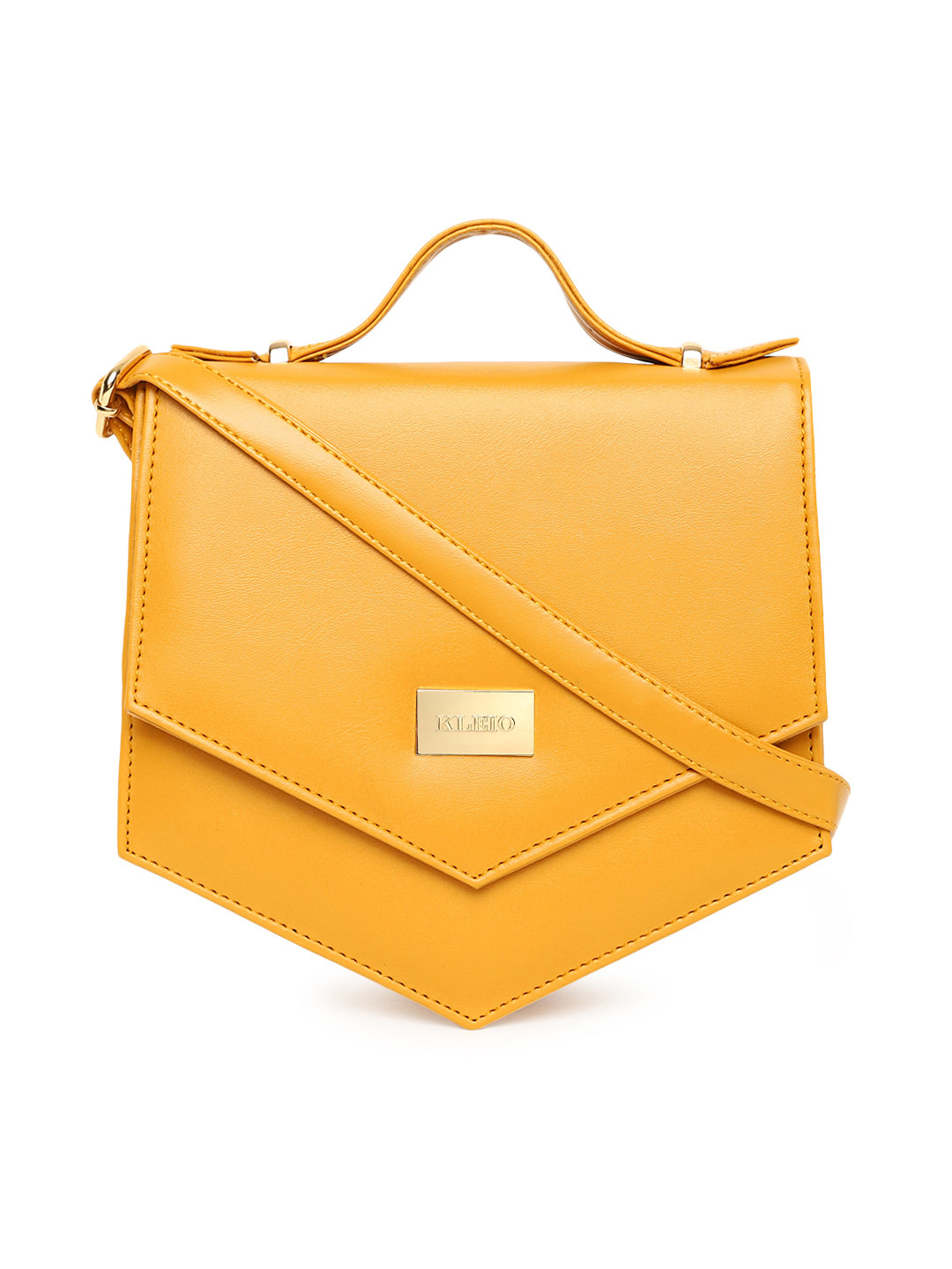 KLEIO Mustard Unique Shaped Sling Bag