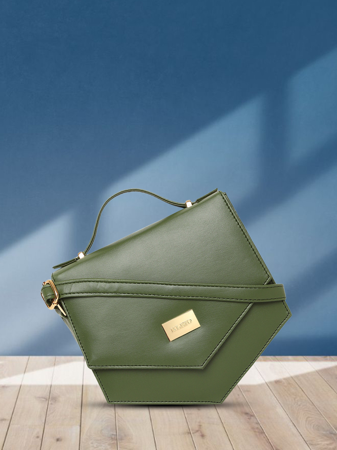KLEIO Olive Green Unique Shaped Sling Bag