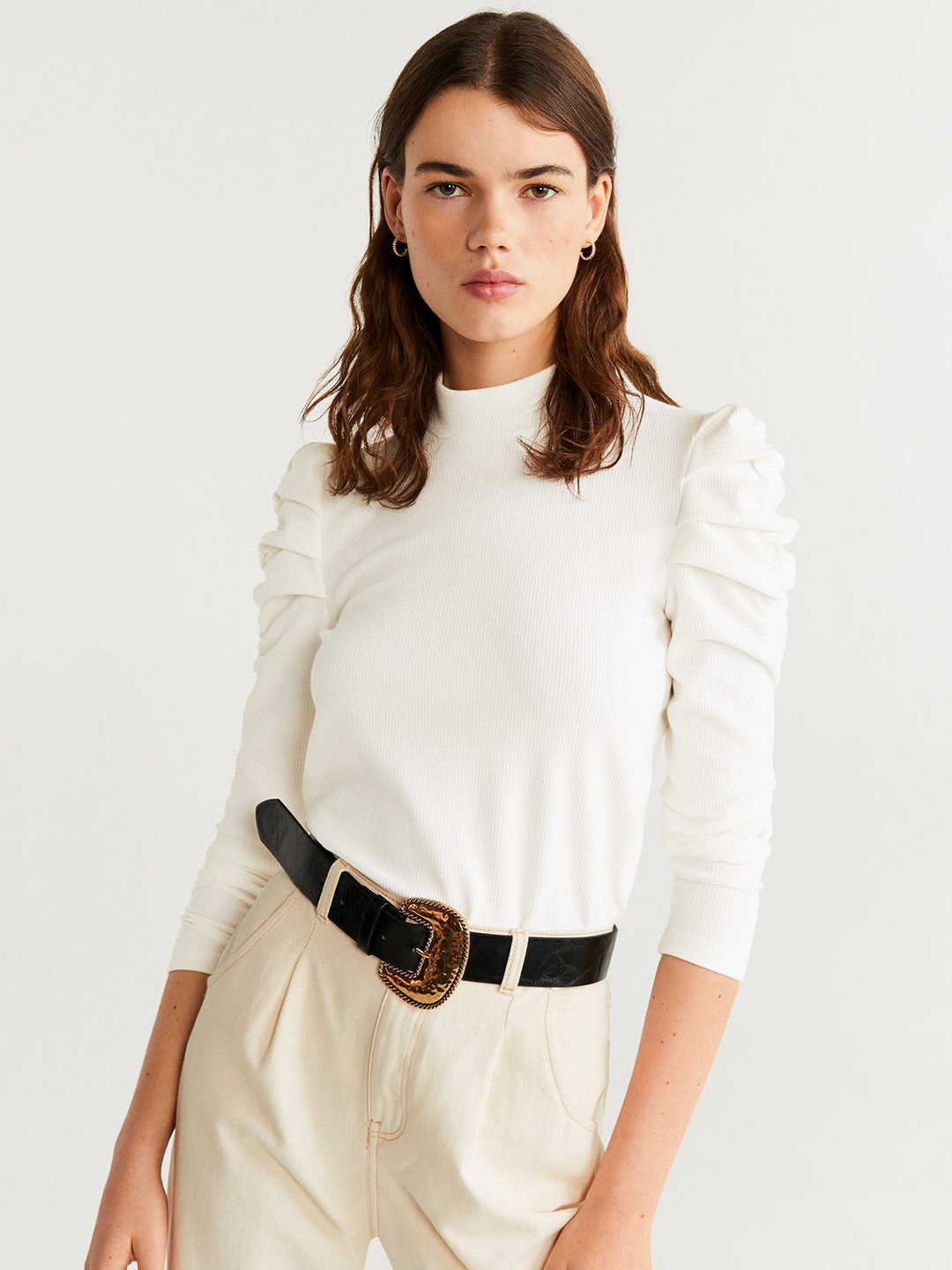 MANGO Women White Solid Top