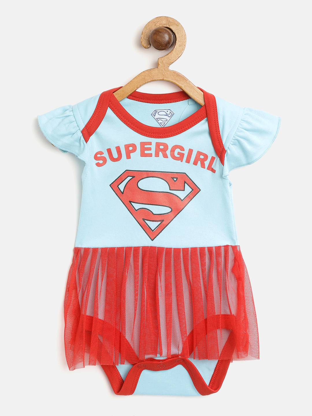 Moms Love Girls Blue & Red Printed Layered Bodysuit