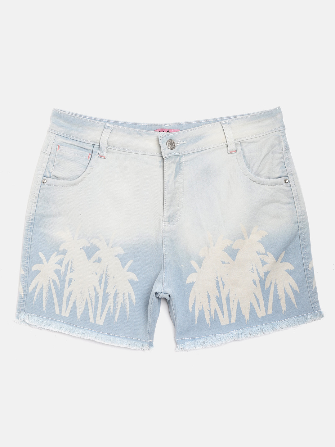 Natilene Girls Blue Washed Regular Shorts