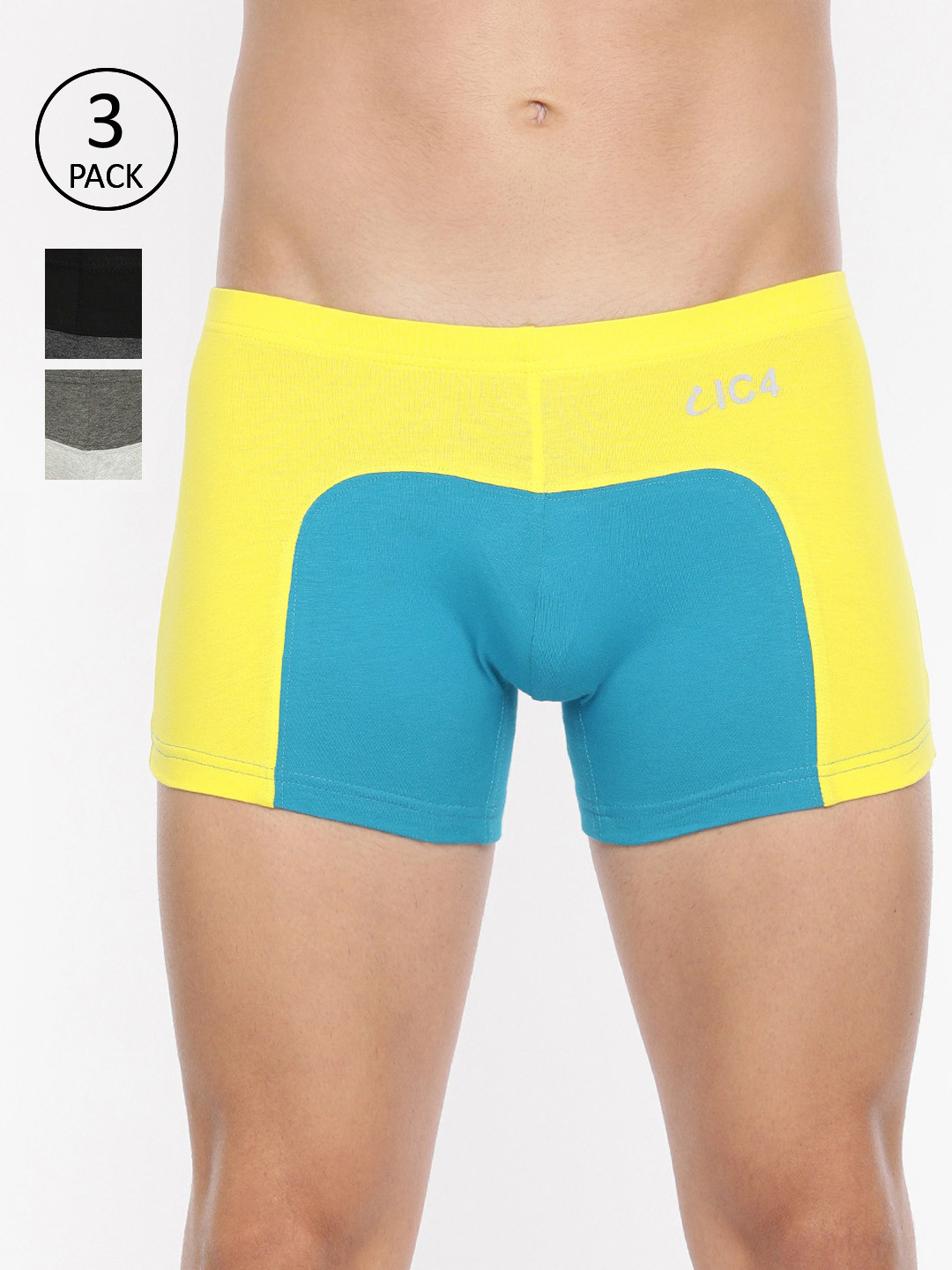 IC4 Men Pack of 3 Assorted Colourblocked Trunks 0296BCCGYBP3