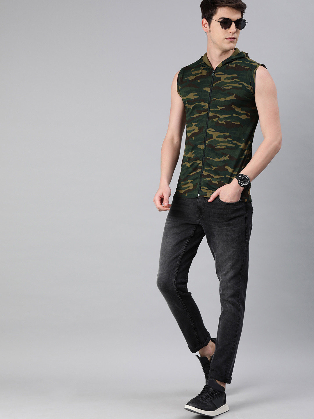 Sneakers Camo Vest Mens Fashion Utility Cargo Vest Green HOT MILK