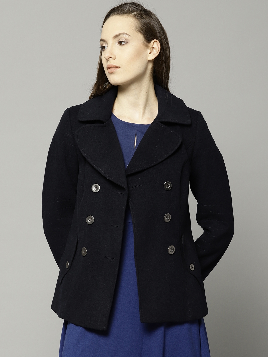 marks and spencer navy coat