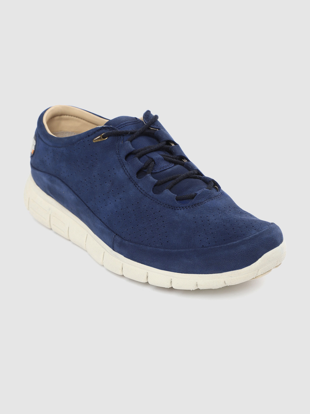 Woodland Men Navy Blue Suede Solid Sneakers