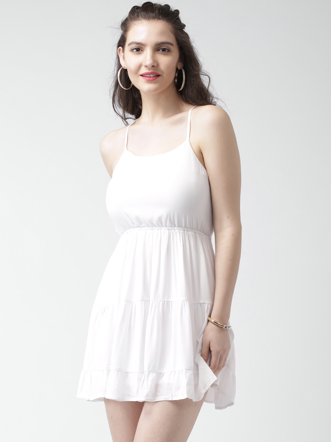 FOREVER 21 White Tiered Fit Flare Dress