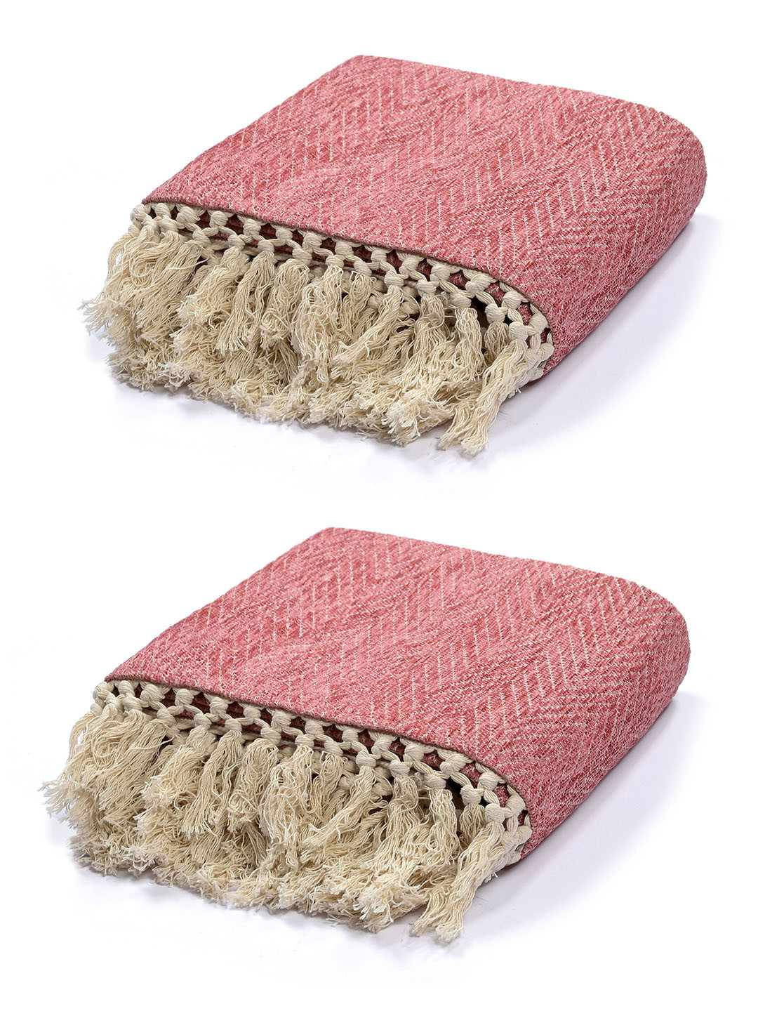 Saral Home Set of 2 Pink Chenille Sofa Throws