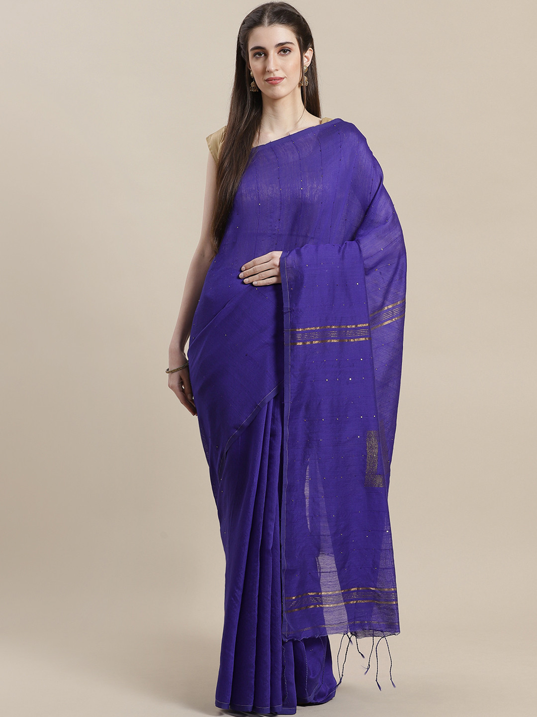 Laa Calcutta Blue Handloom Embellished Saree