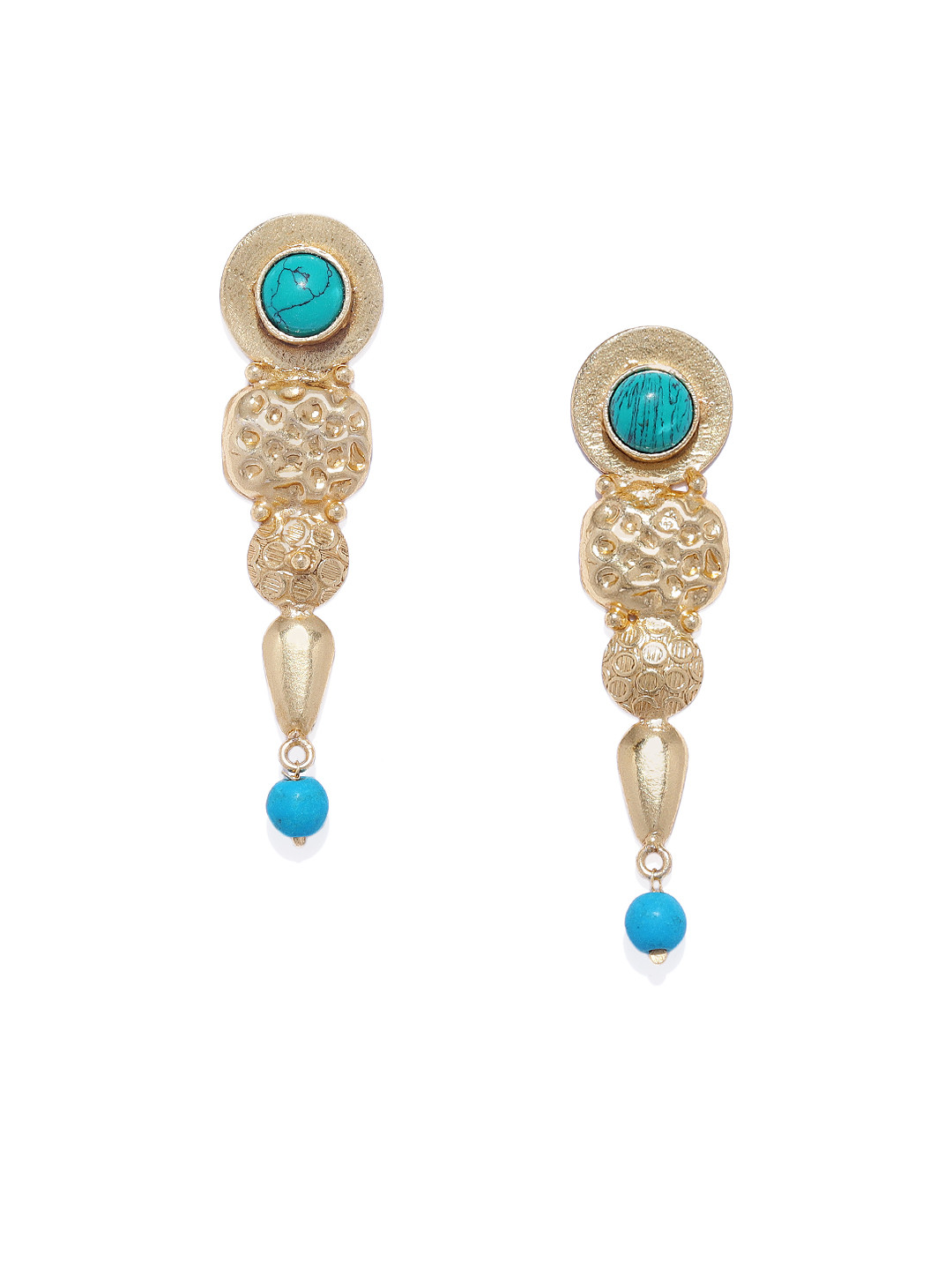 ARUS Gold Plated Green Contemporary Drop Earrings