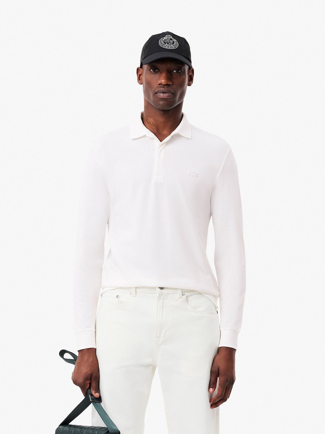 Lacoste Men White Solid Polo Collar T-shirt