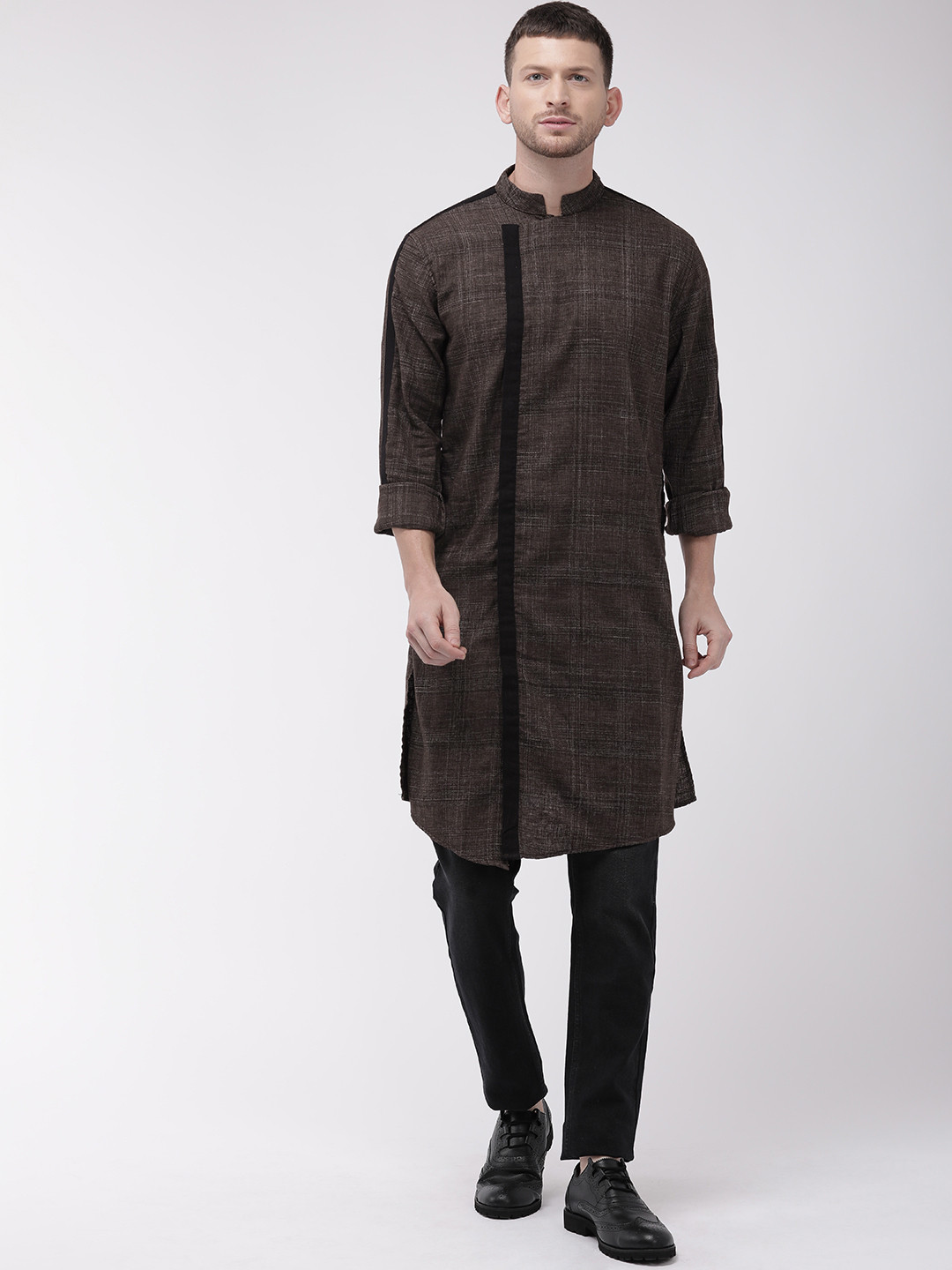 The Indian Garage Co Men Coffee Brown Printed Kurta