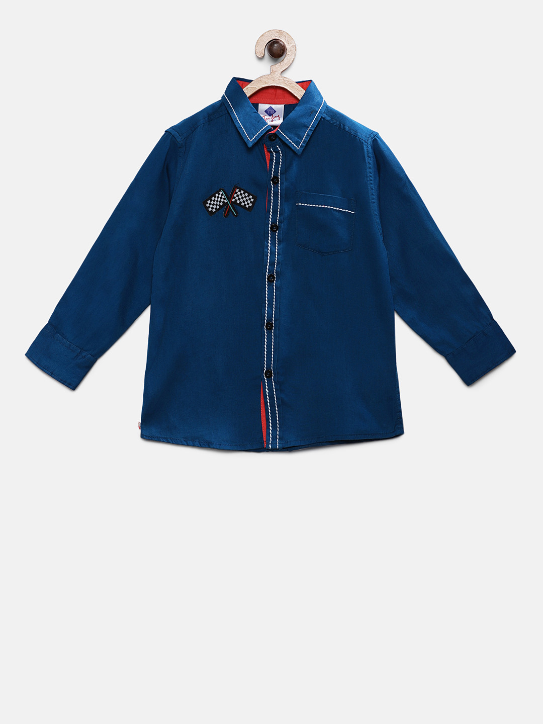 TONYBOY Boys Blue Regular Fit Solid Casual Shirt