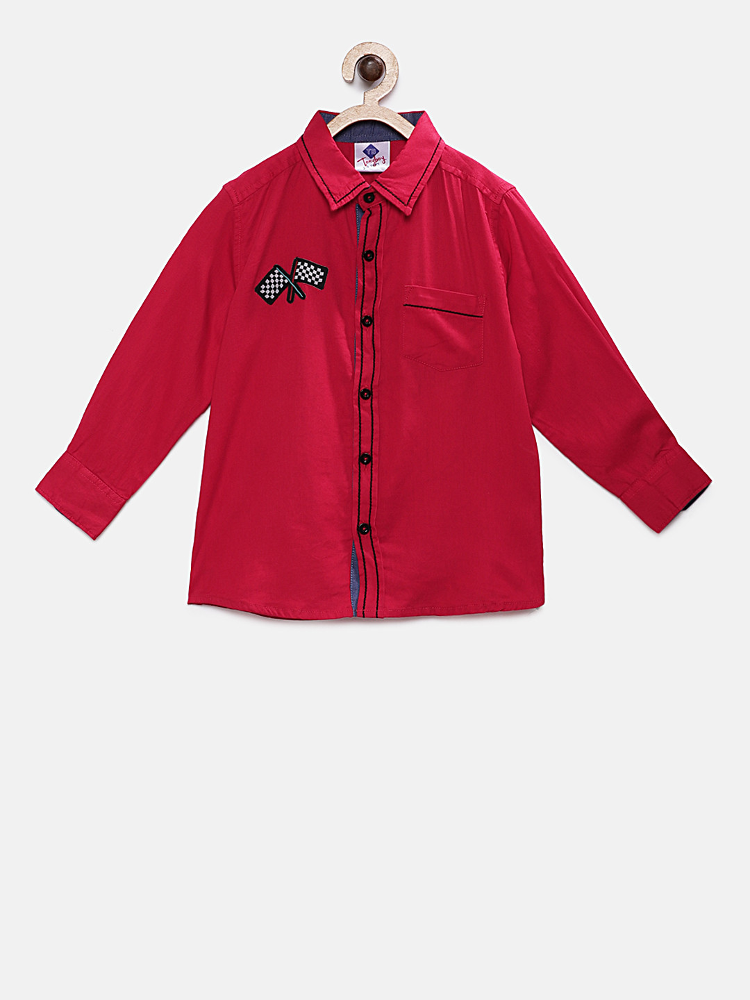 TONYBOY Boys Red Regular Fit Solid Casual Shirt