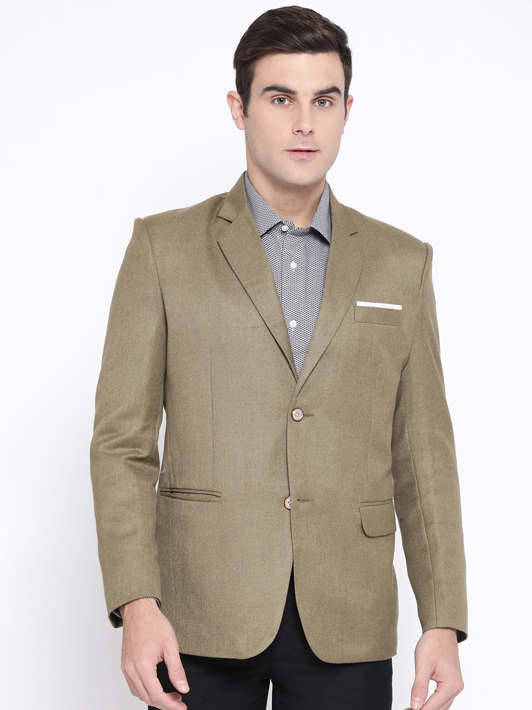 Luxrio Men Beige Solid Slim Fit Single-Breasted Smart Casual Blazer