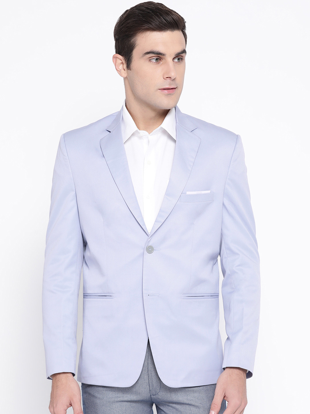 Luxrio Men Lavender Solid Twill Slim Fit Single-Breasted Formal Blazer