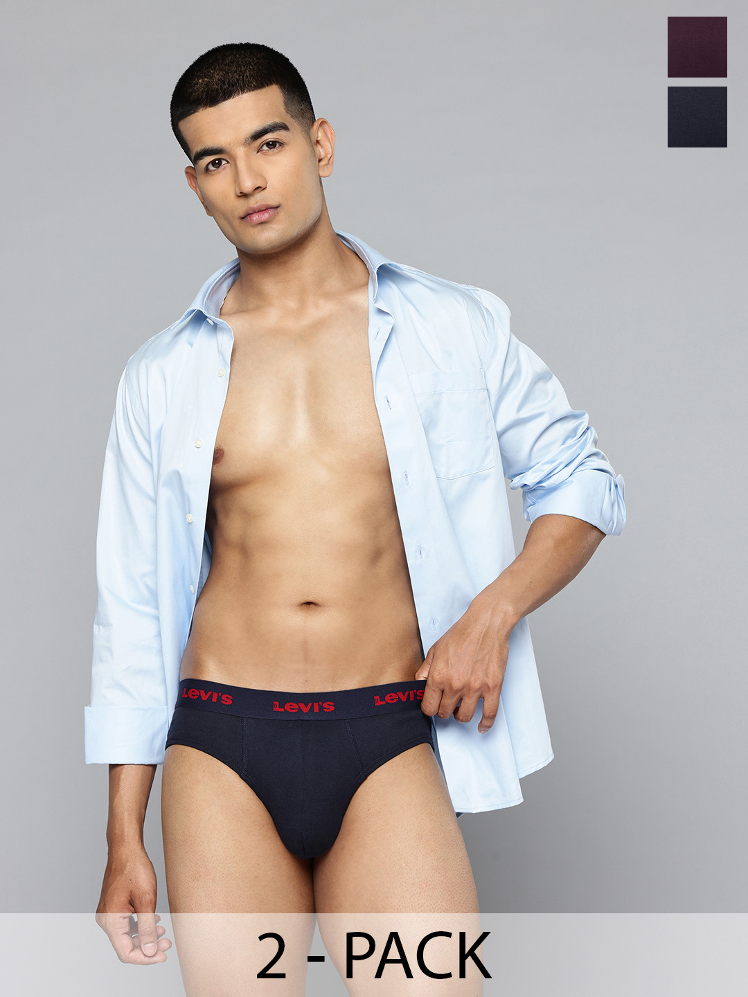 Levis Men Pack of 2 Cotton Briefs #002-BRIEF-NAVY/WINE-P2