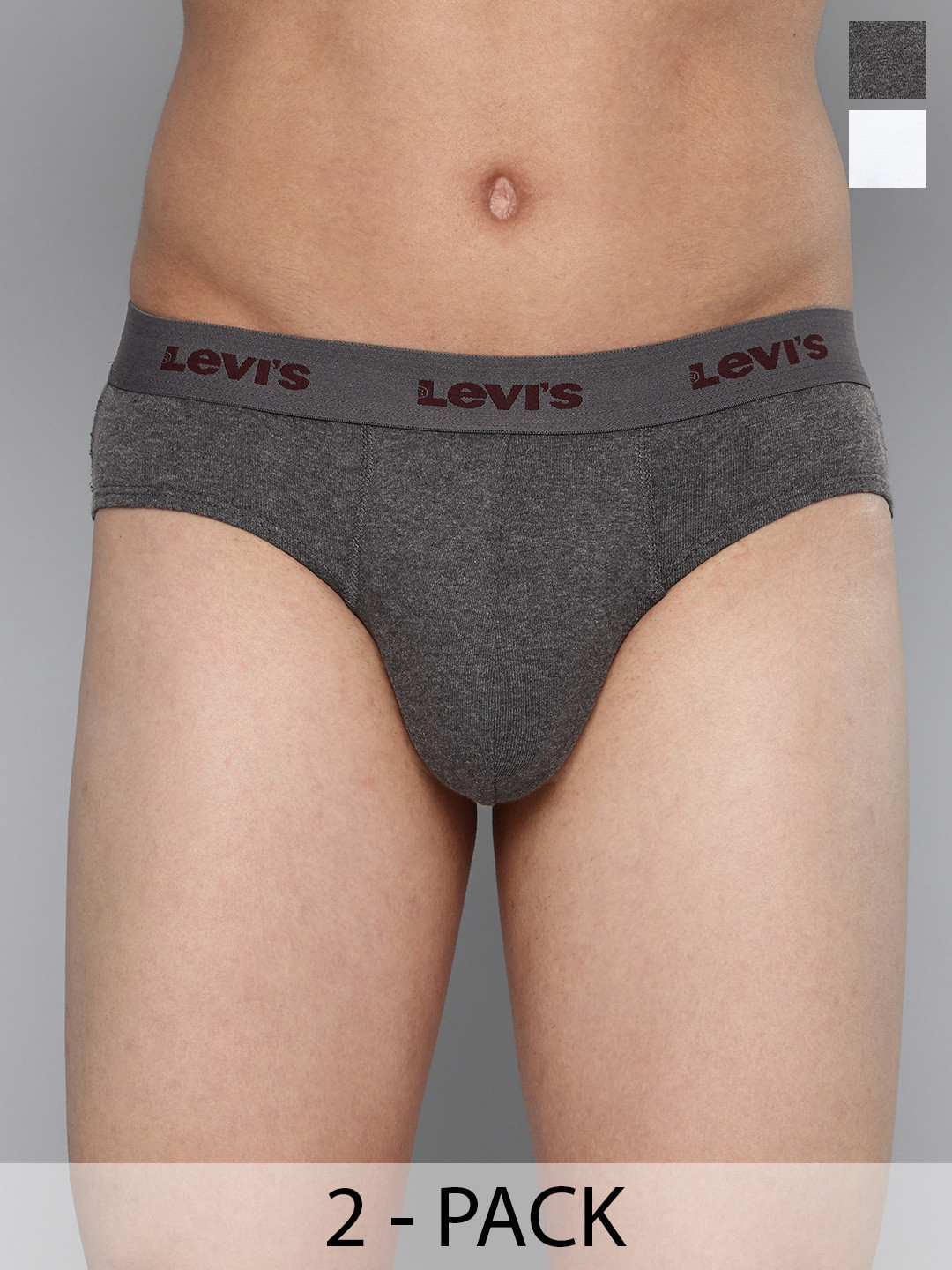 Levis Men Pack Of 2 Smartskin Technology Briefs #002-BRIEF-WHT/DK GMEL-P2