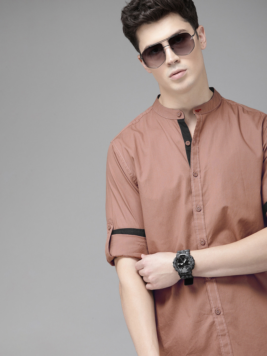 Roadster Men Brown Regular Fit Solid Casual Shirt