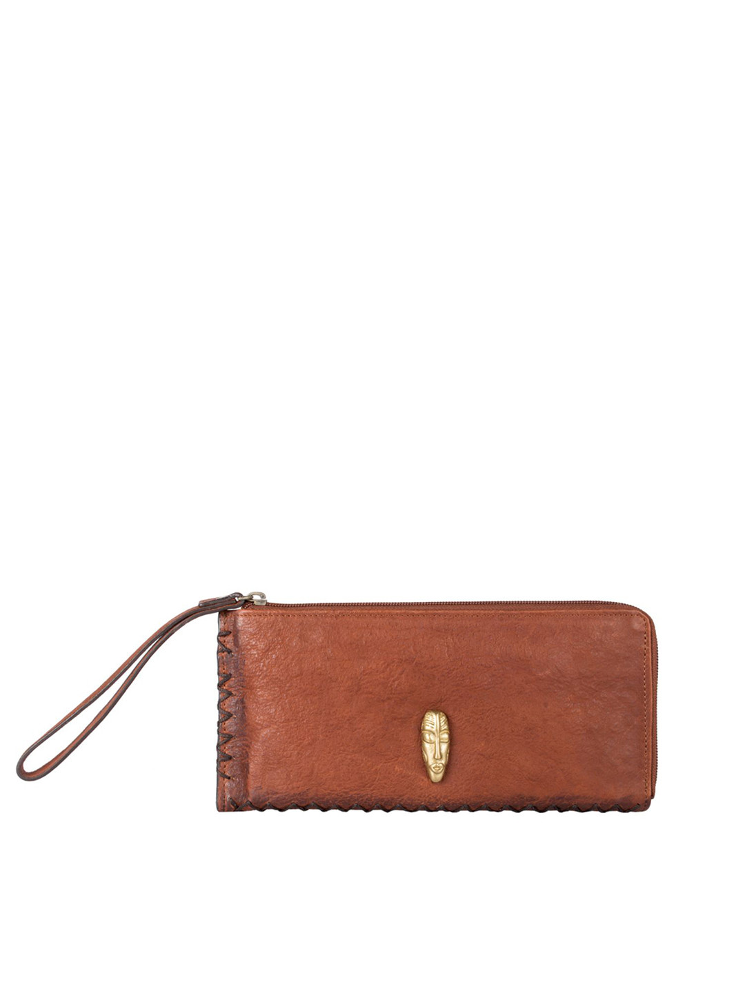 Hidesign Women Tan Brown Solid Leather Zip Around Wallet
