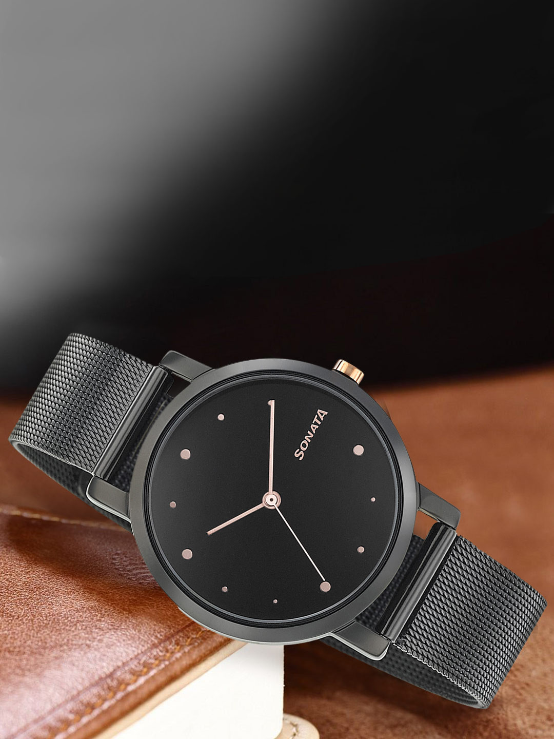 Sonata Onyx Women Black Analogue watch 8164KM01