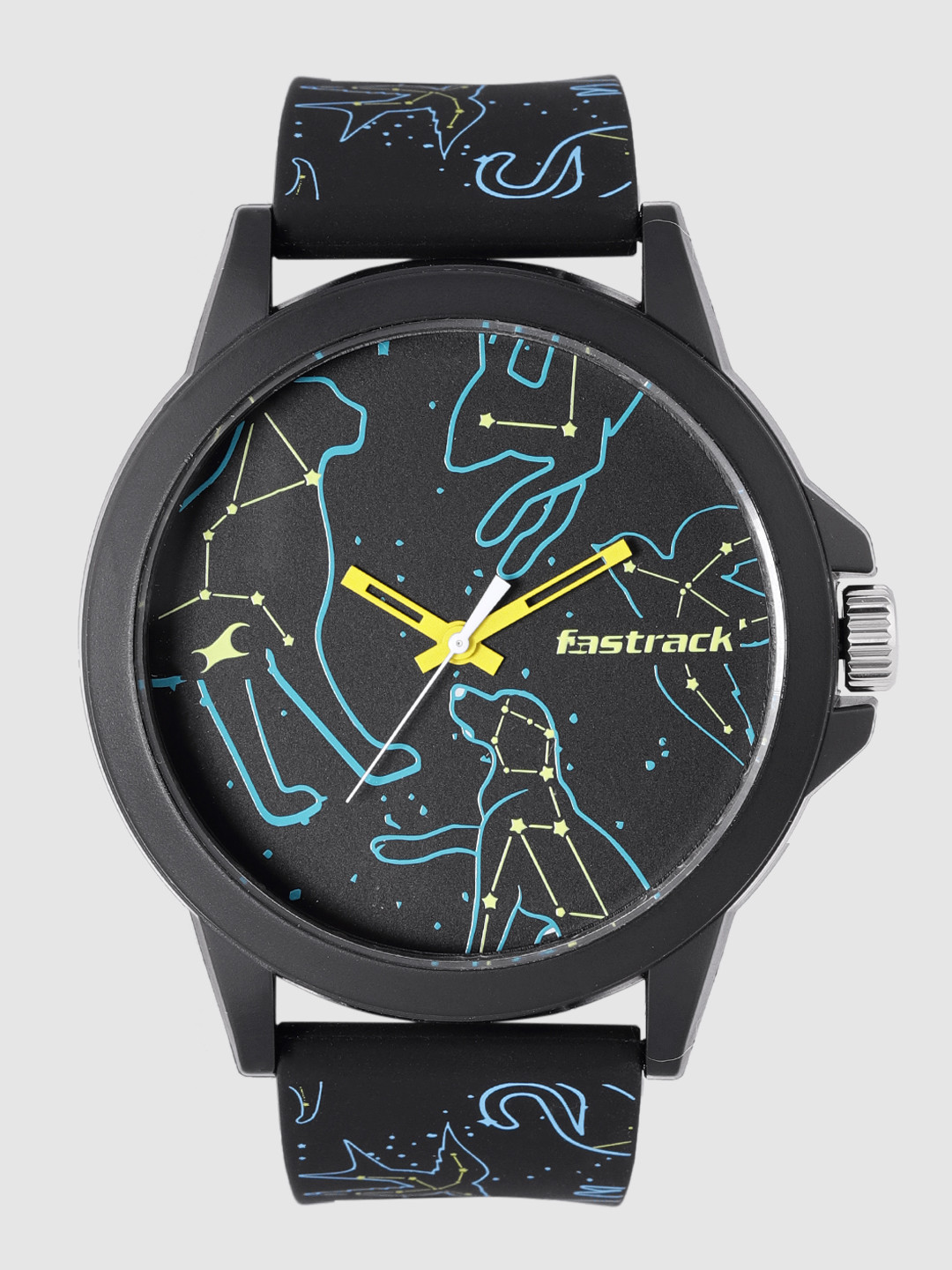 Fastrack Unisex Black Printed Analogue Watch 38024PP53