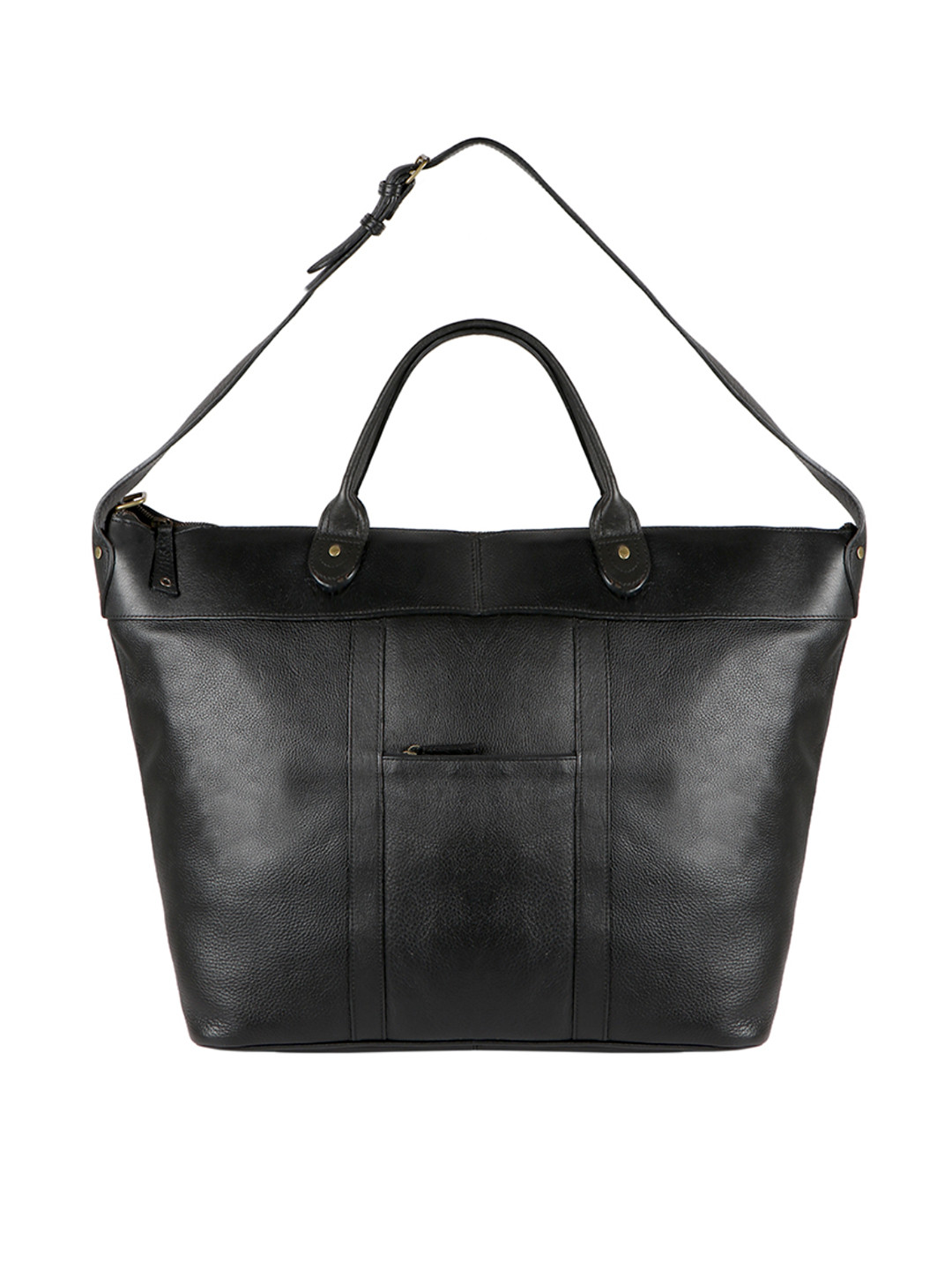 Hidesign Men Black Solid Genuine Leather Roberto Duffel Bag