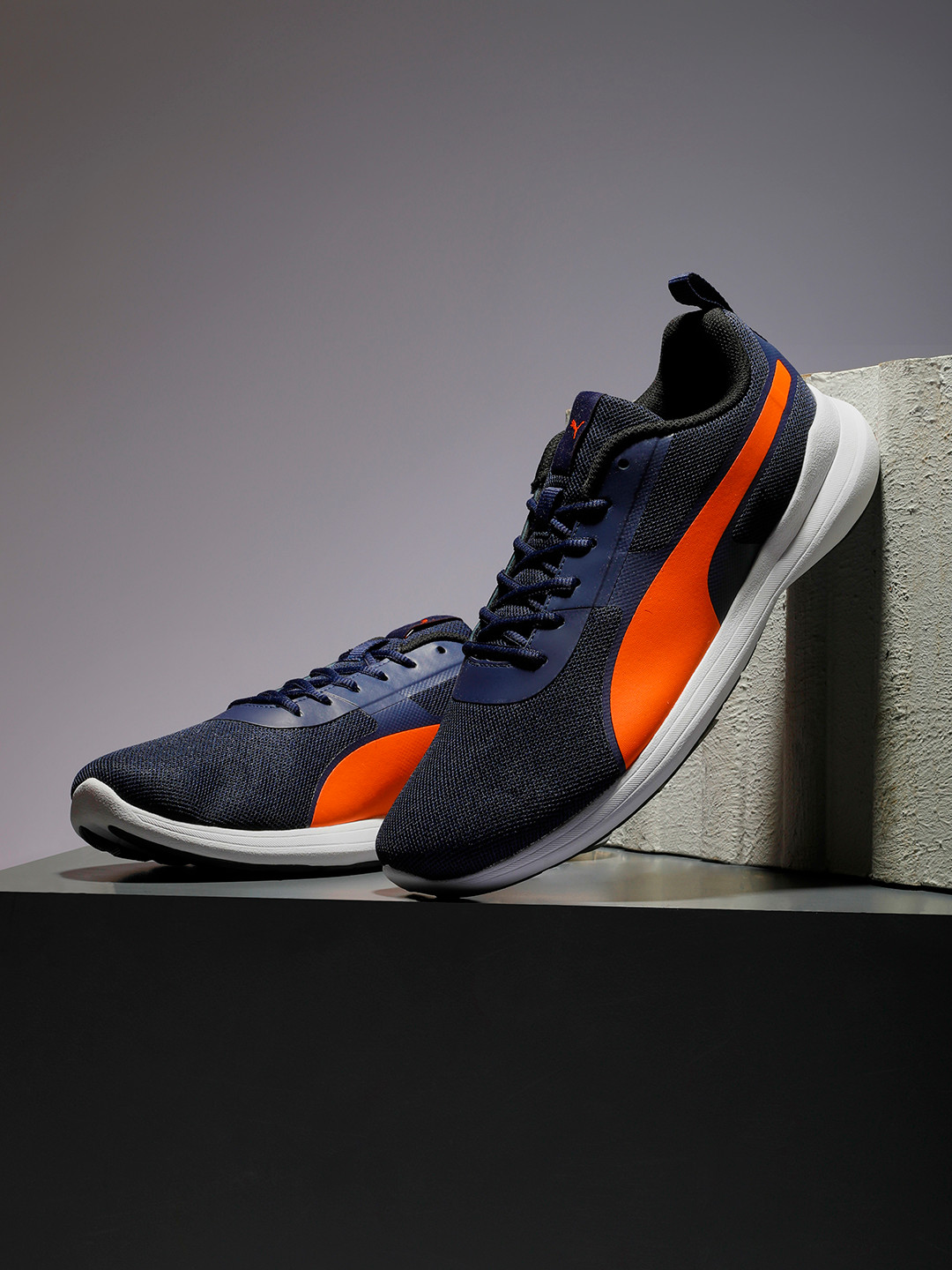 Puma Men Navy Blue Orange Pacer Styx Sneakers