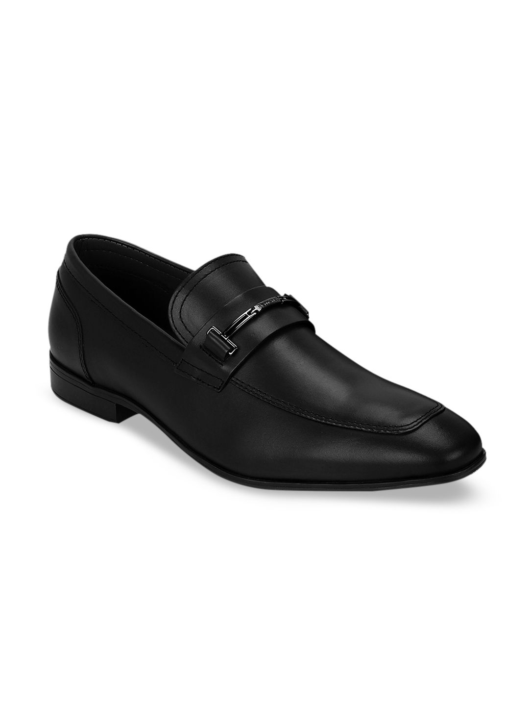 Red Tape Men Black Solid Leather Formal Slip Ons