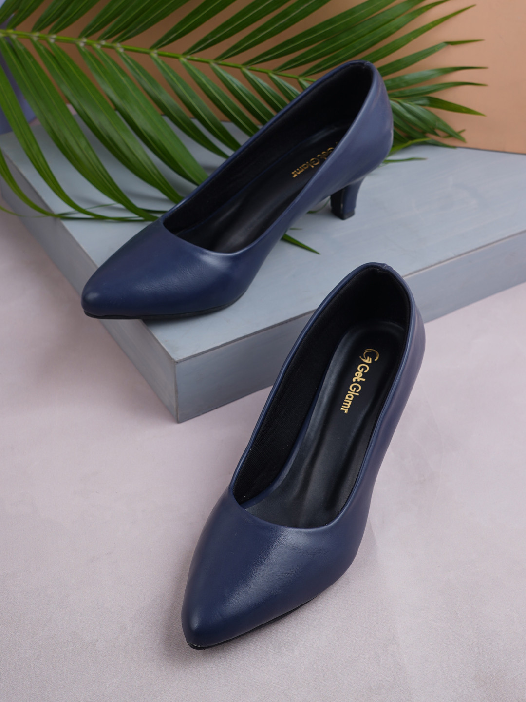 Get Glamr Women Navy Blue Solid Pumps