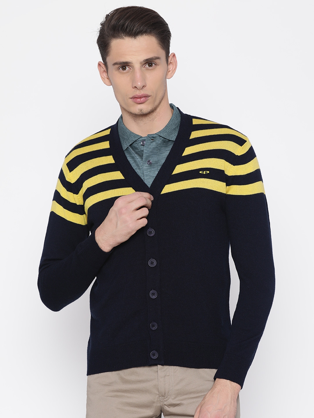Yellow striped cardigan store