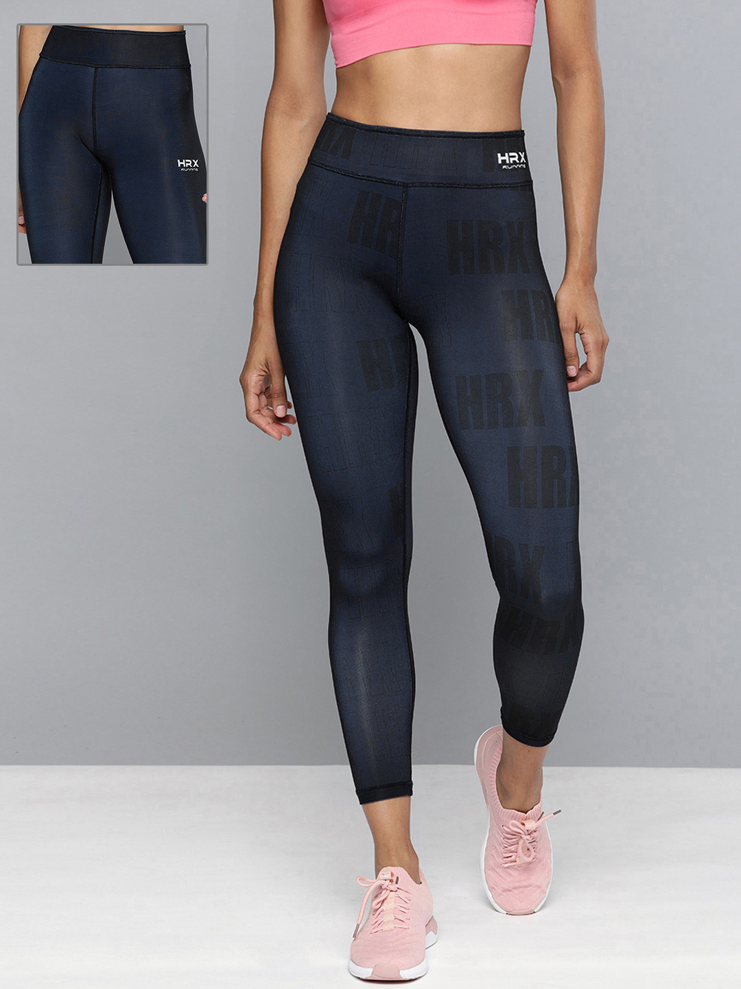 HRX by Hrithik Roshan Women Blue Reversible Rapid Dry Antimicrobial Running Tights