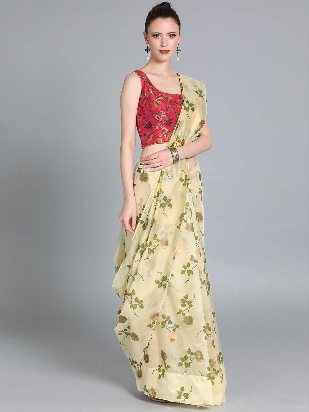 Ethnovog Saree With Stitched Blouse