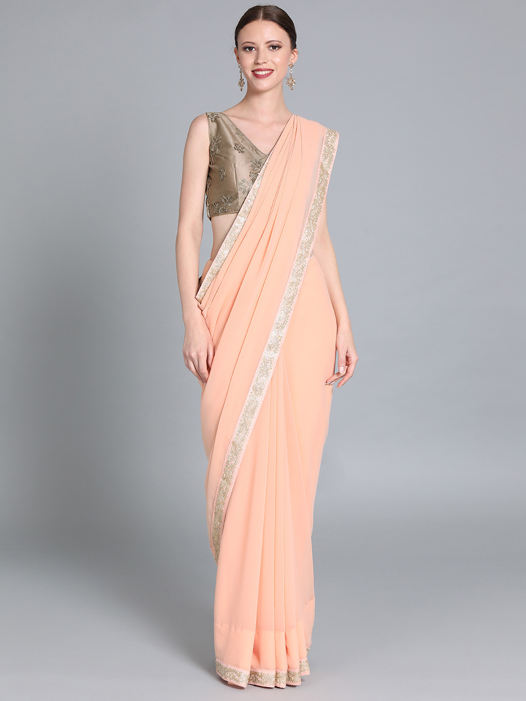 Ethnovog Embellished Saree With Stitched Blouse